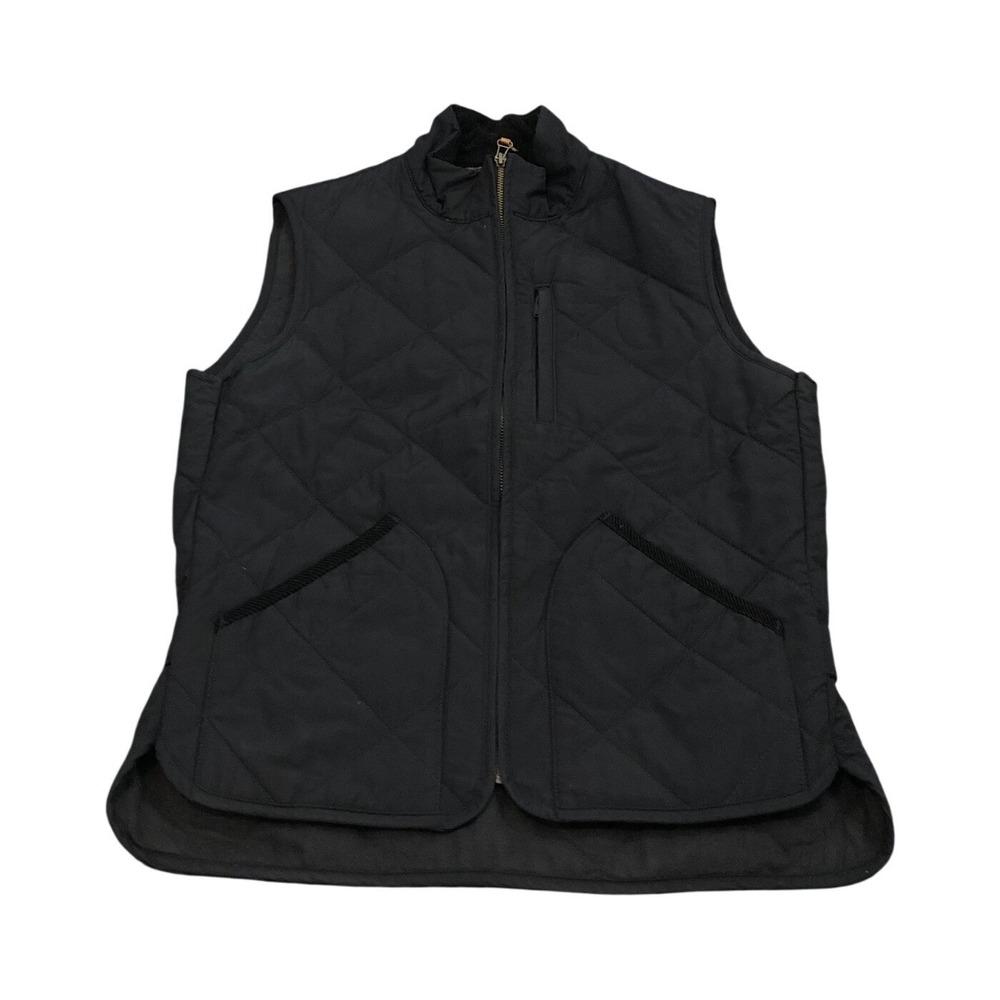 J.Crew Sussex Quilted Vest Mens XS Black Full Zip Corduroy Collar AA143